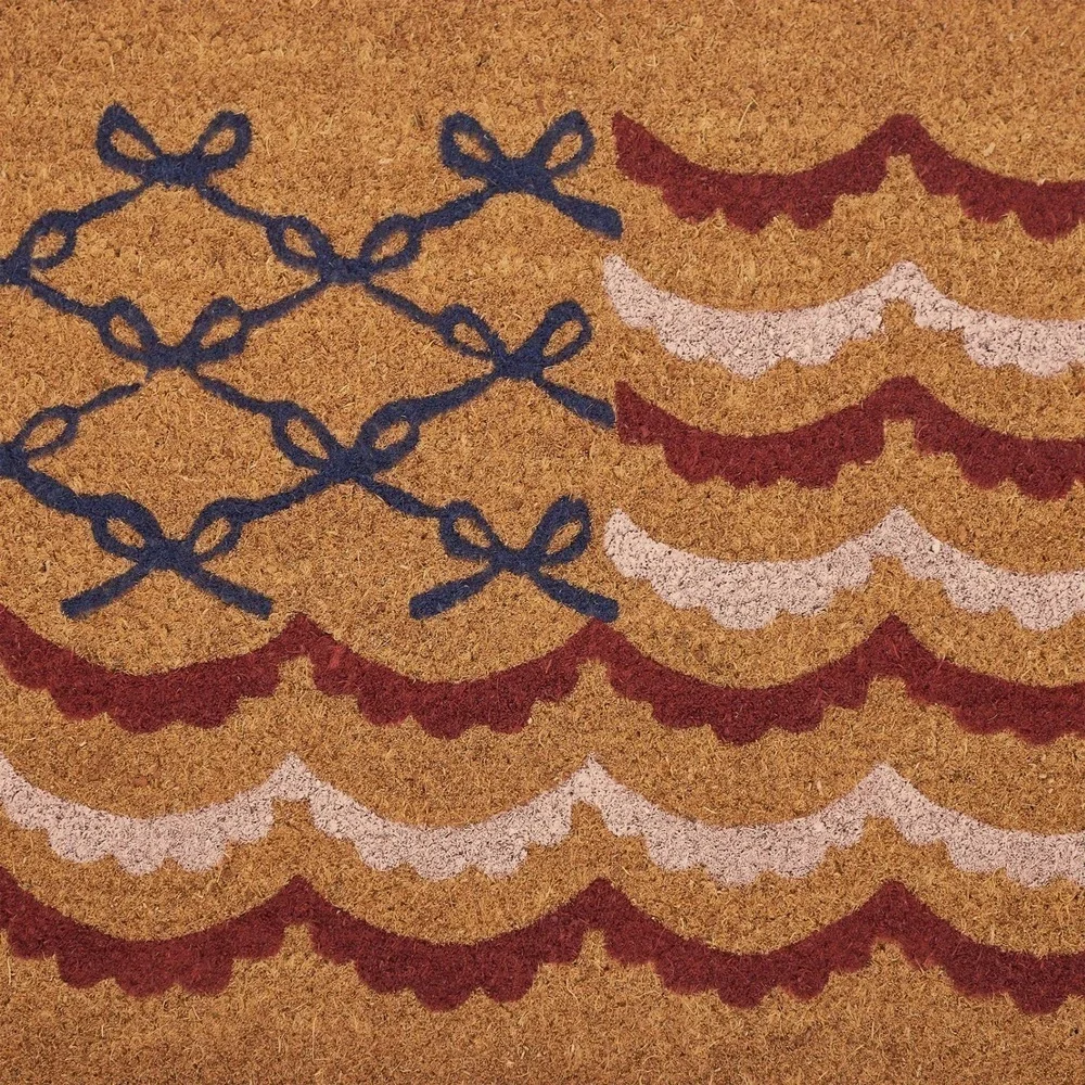 My Texas House Bow‎ Flag Coir Outdoor Doormat, Red/White/Blue 30x18